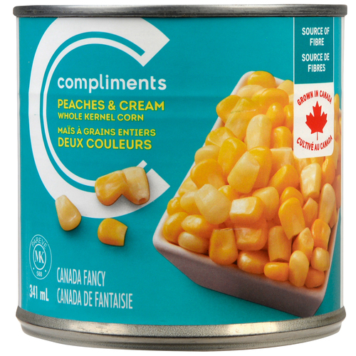 Compliments Canned Whole Kernel Corn Peaches & Cream