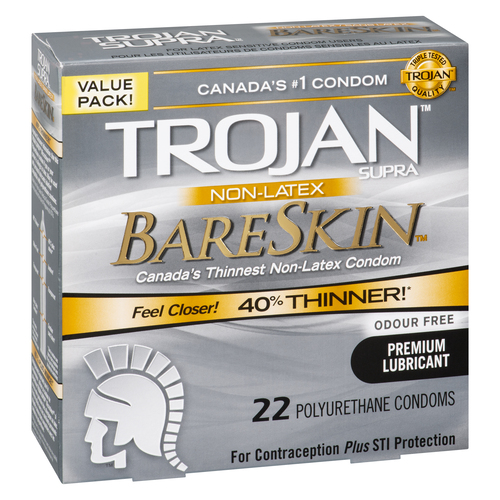 trojan supra bareskin lubricated condoms Trojan Supra Non Latex Polyurethane Condoms (6 Count) main image 0