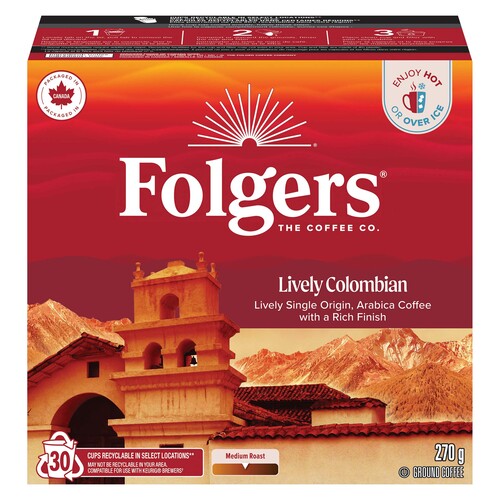 Folgers Coffee Pods Lively Colombian Medium Roast