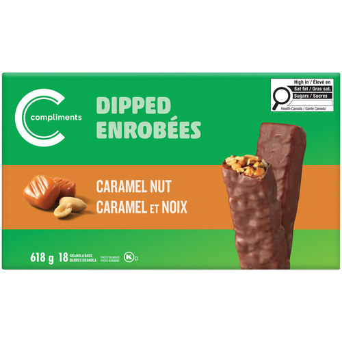 Compliments Granola Bars Dipped Caramel Nut