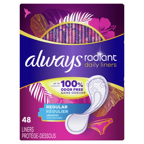 Always Radiant Panty Liners Regular Unscented