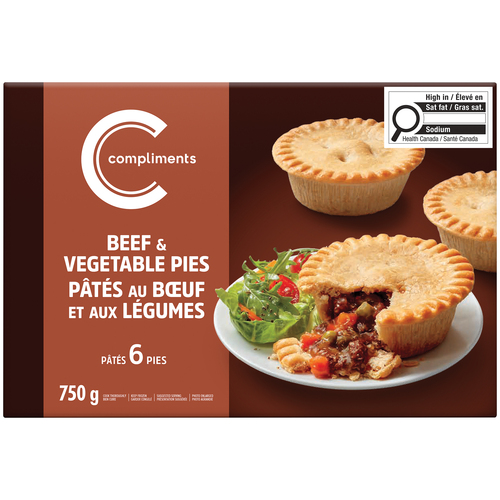 Buy Compliments Frozen Pot Pie Beef & Vegetable 750 g | FreshCo
