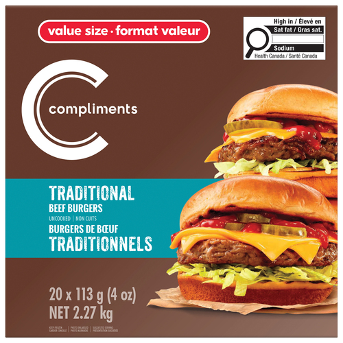 Compliments Frozen Beef Burger Traditional