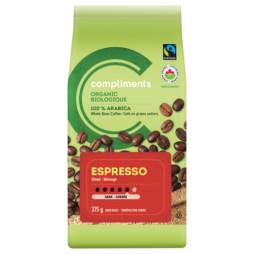 Compliments Organic Whole Bean Coffee Espresso Blend