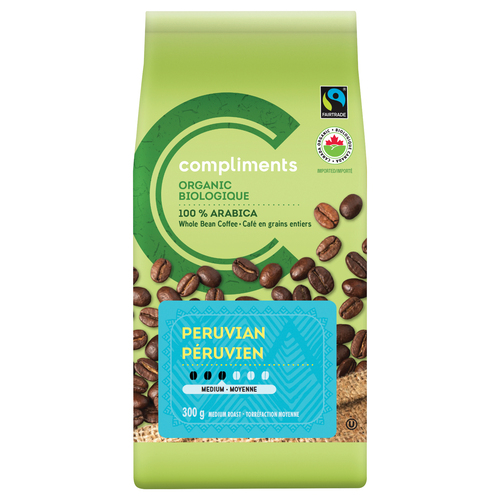 Compliments Organic Whole Bean Coffee Peruvian Blend