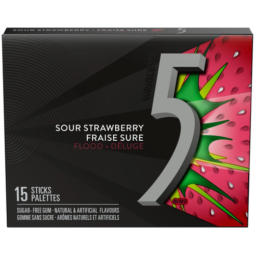 5 5 GUM Sugar Free Chewing Gum Strawberry-Flood