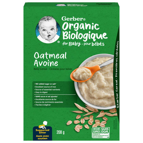 Nestlé Gerber Organic Oatmeal Whole Grain Baby Cereal