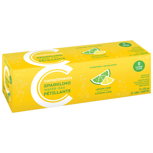 Buy Compliments Sparkling Water Lemon Lime 12 x 355 ml (cans) | Foodland
