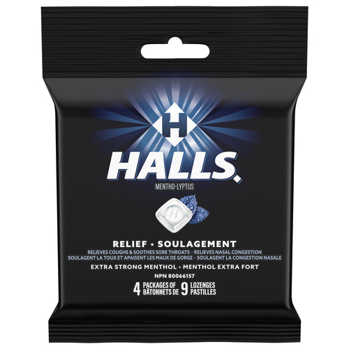 Buy Halls Mentho-Lyptus Extra Strong Menthol Cough Drops 4 Packs Of 9 ...