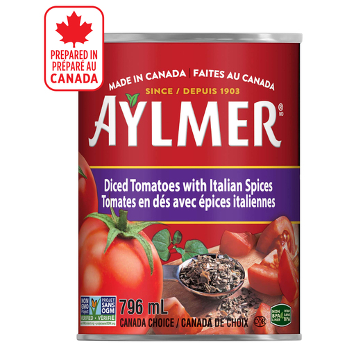 Aylmer Tomatoes Diced Italian Spiced 796 ml