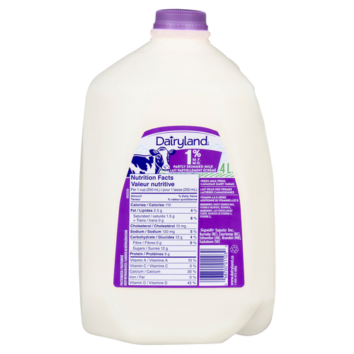 Buy Dairyland 1% Milk Partly Skimmed 4 L | FreshCo