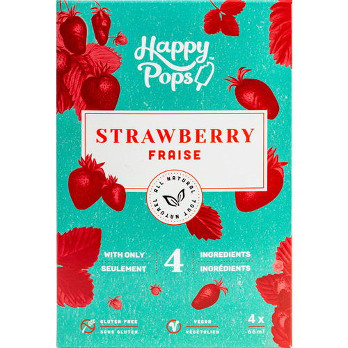 Happy Pops Vegan Frozen Ice Pop Strawberry