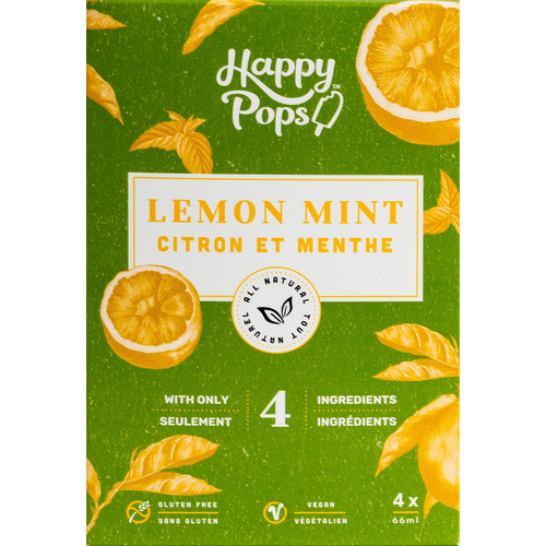 Buy Happy Pops Vegan Frozen Ice Pop Lemon Mint Multipack 4 x 66 ml