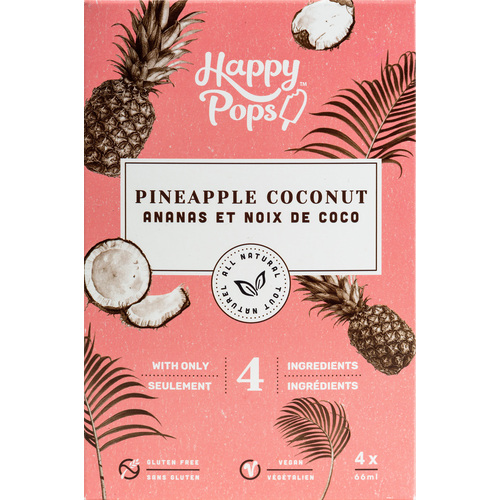Buy Happy Pops Vegan Frozen Ice Pop Pineapple Coconut Multipack 4 x 66 ...