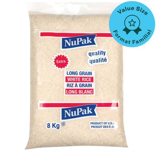 Buy NuPak White Rice Long Grain Value Size 8 kg | FreshCo