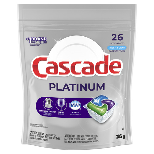 Cascade Platinum Dishwasher Detergent Pouch With Liquid And Powder Fresh Scent