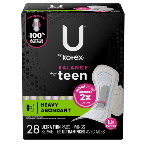 U by Kotex Teen Ultra Thin Pad With Wings Extra Absorbency