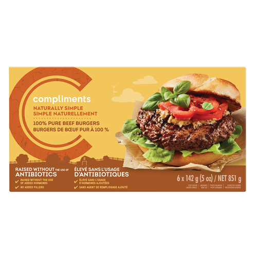 Compliments Frozen 100% Pure Beef Burgers
