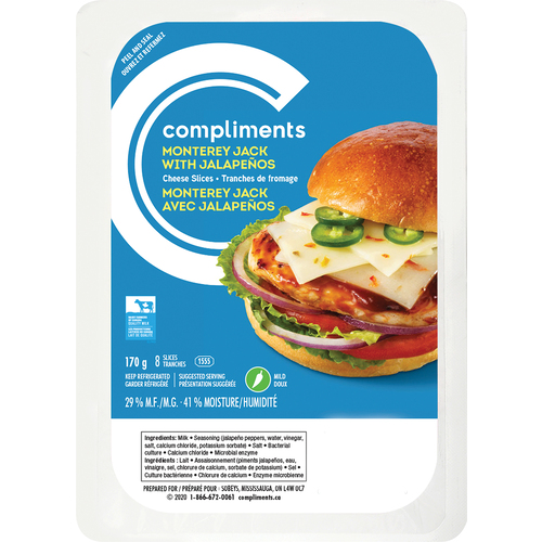 Compliments Sliced Monterey Jack Cheese with Jalapenos