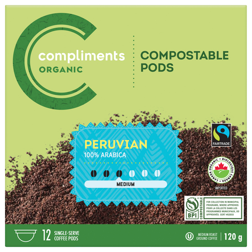 Compliments Organic Coffee Pods Peruvian Blend