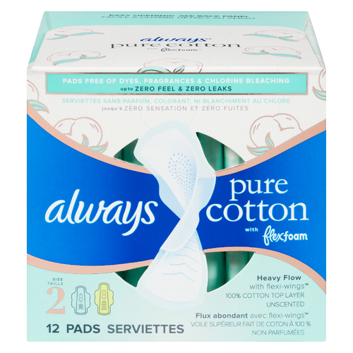 Always Pure Cotton Pads Size 2 With Wings
