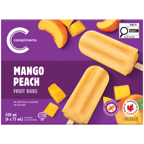 Compliments Frozen Fruits Bars Mango Peach