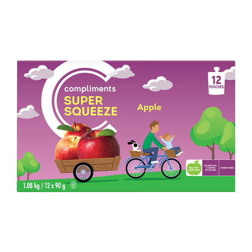 Buy Compliments Super Squeeze Apple Snack Pouch Unsweetened 12 x