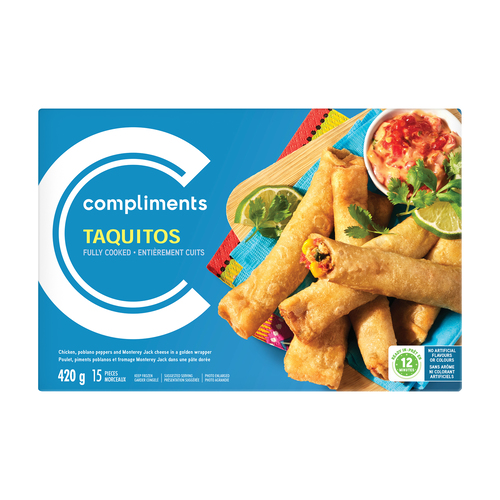 Compliments Frozen Chicken Poblano Peppers and Monterey Jack Cheese Taquitos