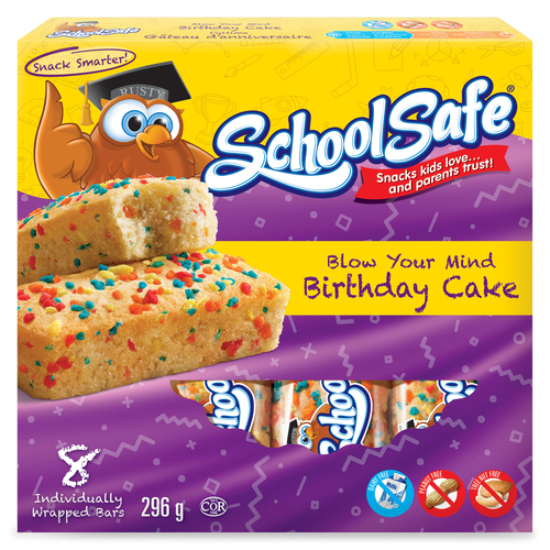 School Safe Birthday Cake Muffin Bars