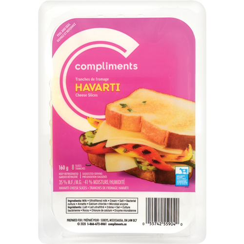 Compliments Sliced Cheese Havarti