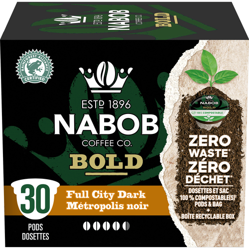 Nabob Coffee Pods 100% Arabica Full City Dark 100% Compostable