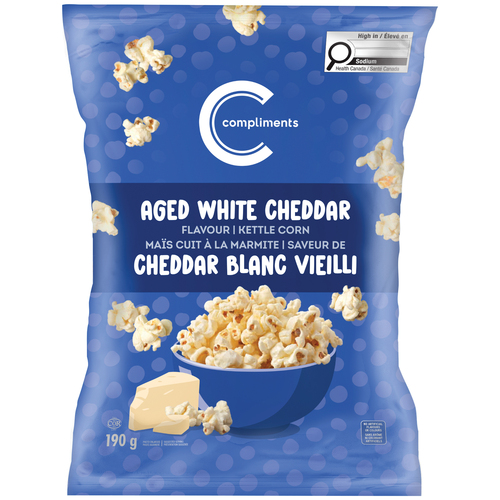 Compliments Kettle Corn Aged White Cheddar 190 g