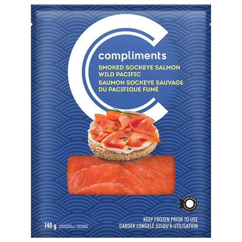 Compliments Frozen Wild Pacific Smoked Sockeye Salmon 140 g