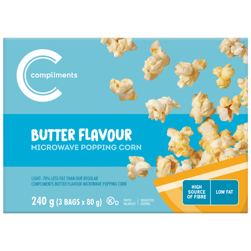 Compliments Microwave Popping Corn Light Butter