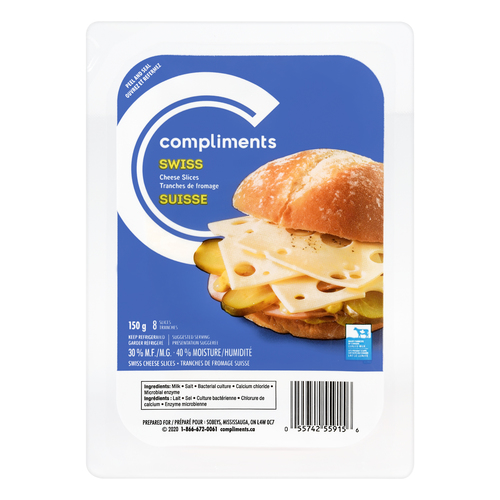 Compliments Sliced Cheese Light Swiss