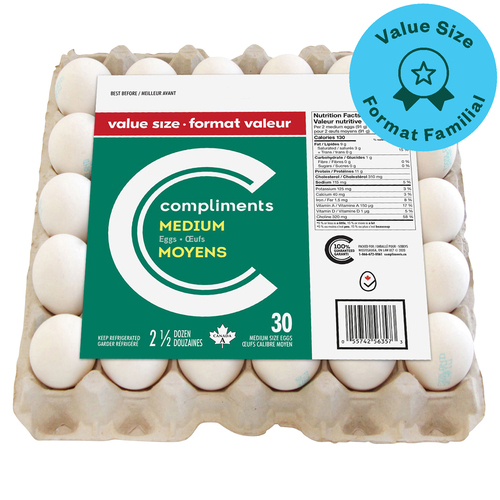 Compliments White Eggs Medium Value Size