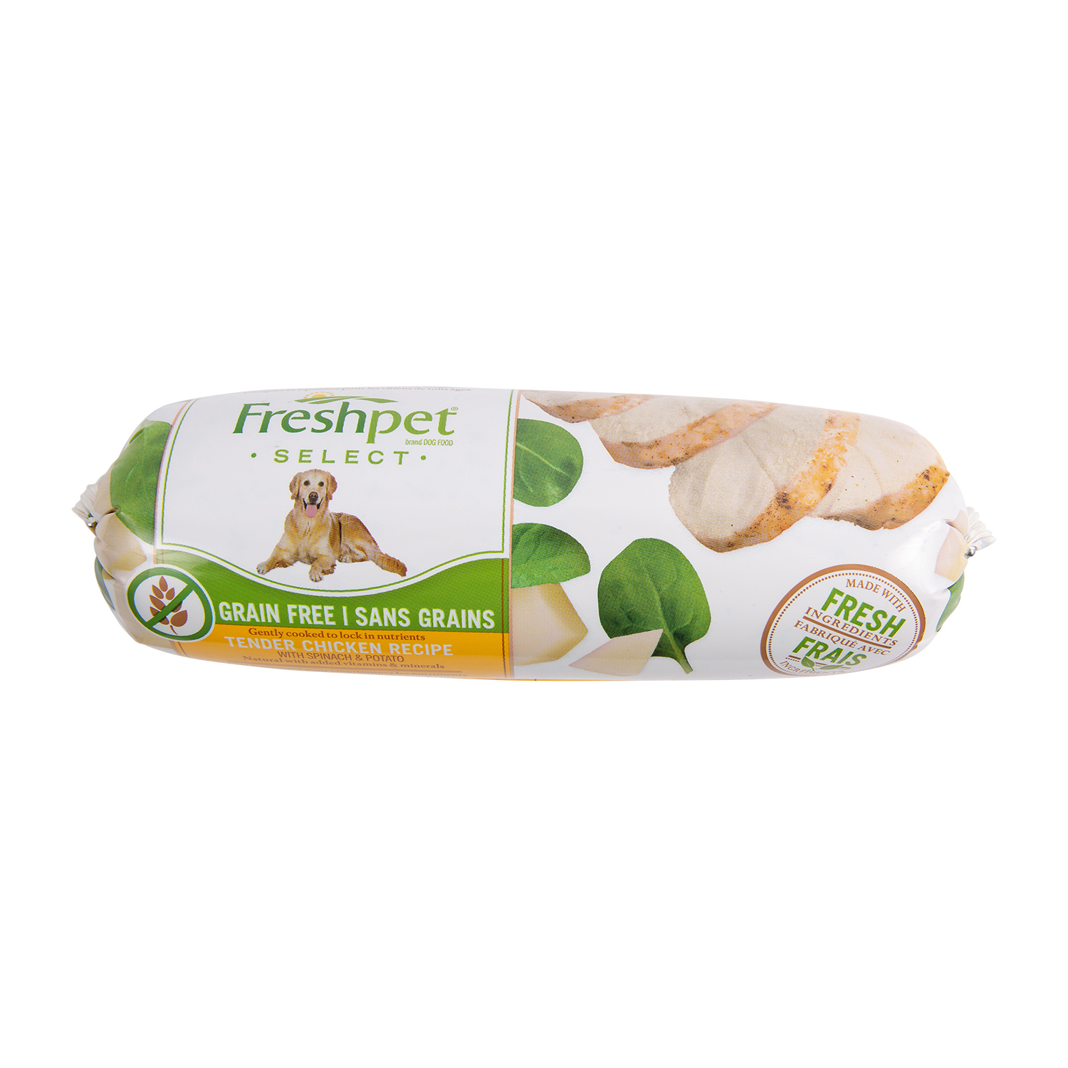 Freshpet Fresh Dog Food, Grain Free Chicken Recipe, Slice & Serve