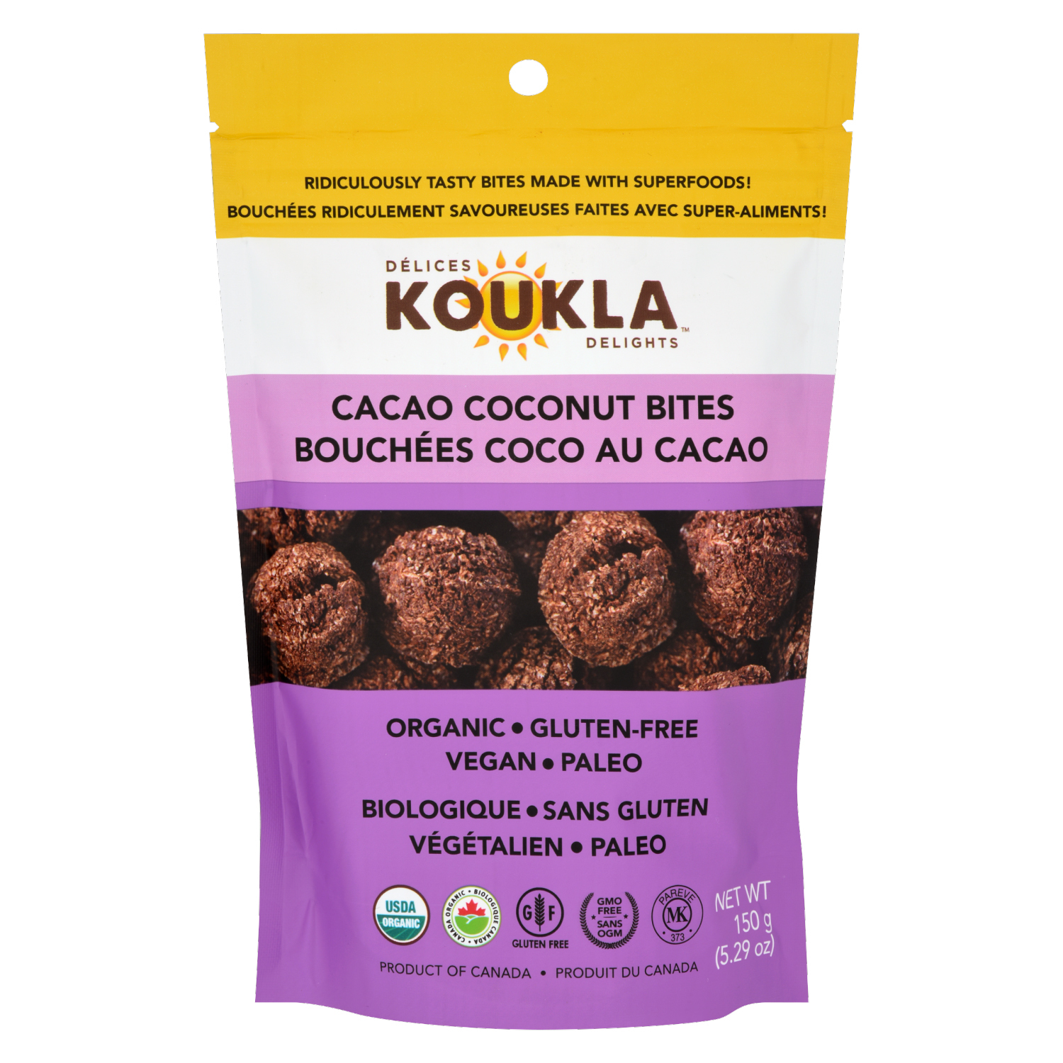 Buy Koukla Delights Gluten-Free Bites Cacao Coconut 150 g | IGA