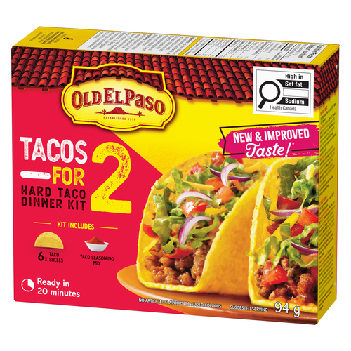 Buy Old El Paso Taco Dinner Kit Tacos For 2 Hard 6 Shells 94 g | Sobeys ...