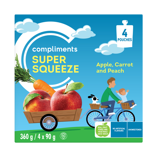 Compliments Super Squeeze Snack Pouch Unsweetened Apple Carrot & Peach