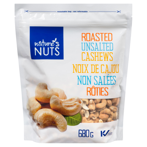Nature's Nuts Whole Roasted Unsalted Cashews