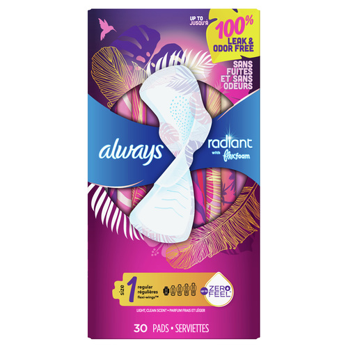 Always Radiant Infinity Pads Regular Size 1 With Wings