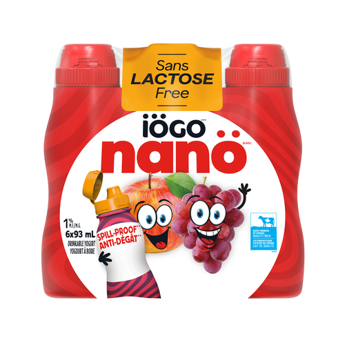 Buy Iögo Nano Lactose-Free 1% Drinkable Yogurt Apple-Grape 6 x 93