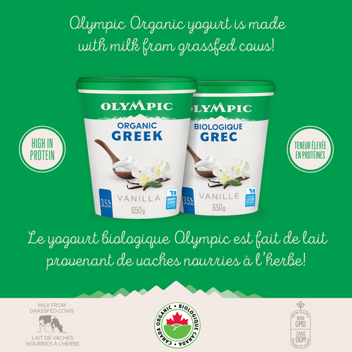 Buy Olympic Organic 3.5% Greek Yogurt Vanilla 650 g | Thrifty Foods
