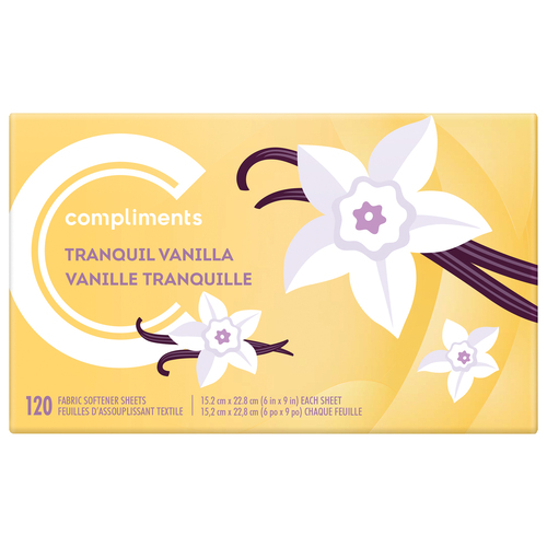 Compliments Sheets Fabric Softener Tranquil Vanilla
