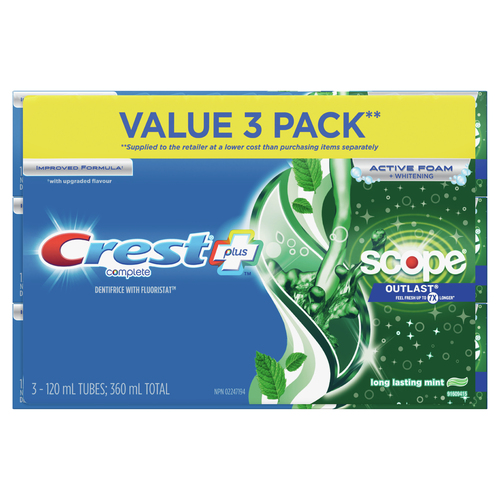 Buy Crest Complete Toothpaste Outlast Long Lasting Mint 3 x 120 ml ...