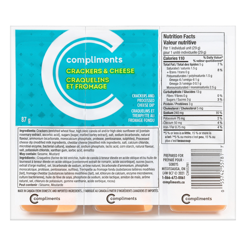 Compliments Snack Crackers & Cheese Dip