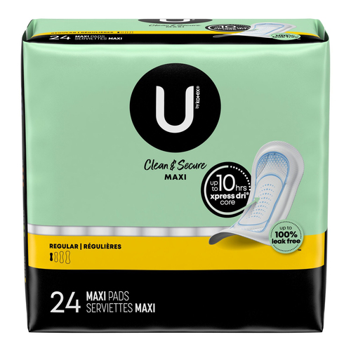 U By Kotex Clean & Secure Maxi Pads Regular Absorbency