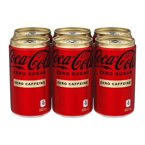 Coca-Cola Soft Drink Zero Sugar & Caffeine 6 x 222 ml (cans)