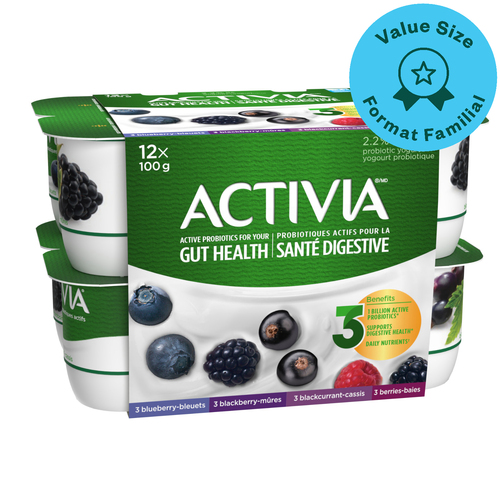 Activia Probiotic Yogurt Blackberry Blueberry Blackcurrent Berries Value Size 12 x 100 g